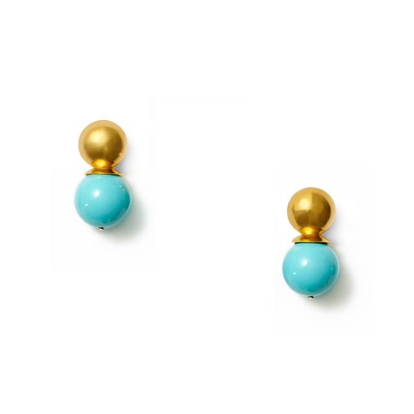 Earrings - Gold Lady Turquoise Pearl Orb