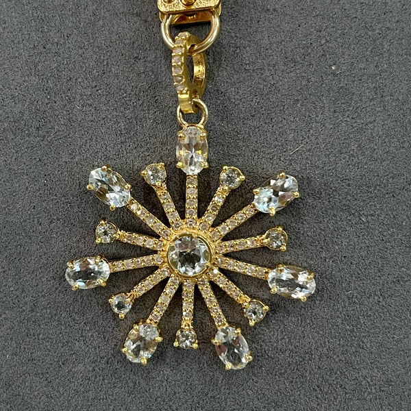 Vignette - Modern Flower of Aquamarine & Diamonds