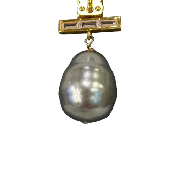 Vignette - Stone Bar w/Large Grey Pearl Drop