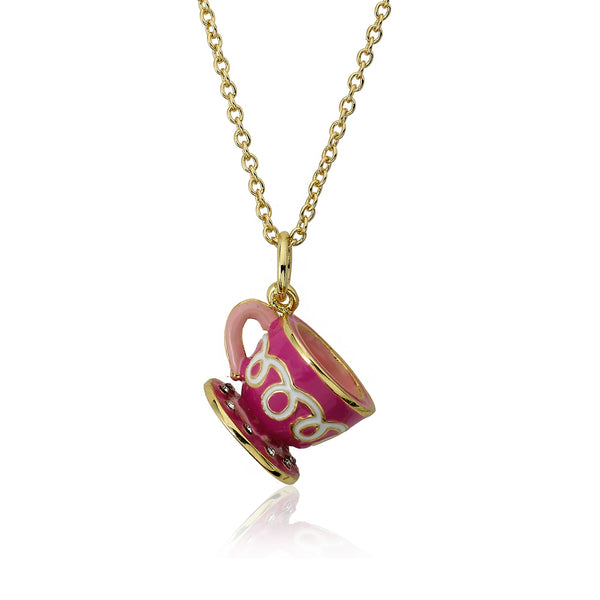 Necklace - Hot Pink Tea For Two Necklace