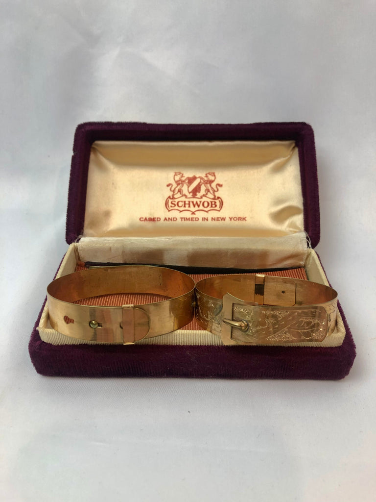 Estate Collection - Bracelets - Victorian Engraved Buckle Wedding Bracelets Set