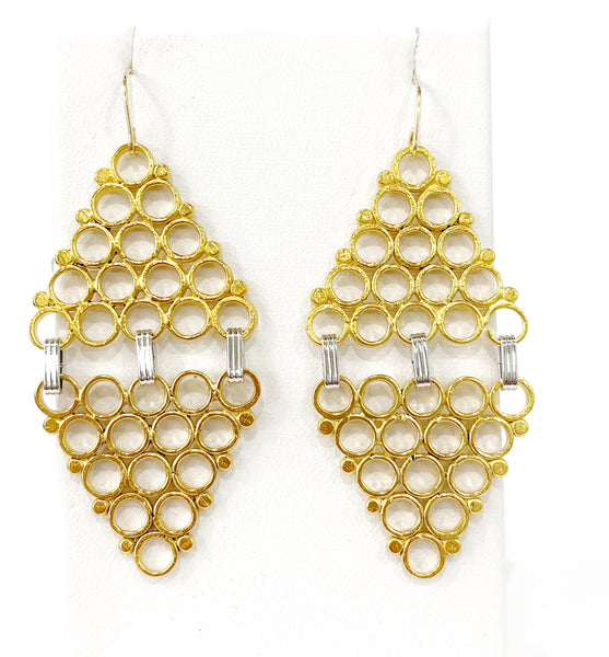 Earrings - Double Hive Pyramid in Gold