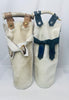 Handmade Leather/Hide Wine Bag w/Antler Handles & Agate Slices