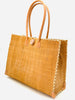 Tote - Zafran Solid Straw Beach Bag with Plastic Liner