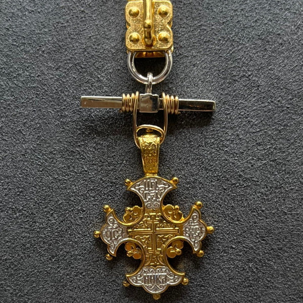 Vignette -  Cross with Lilies Two Tone