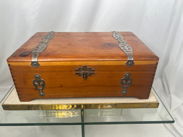 Estate Collection - Finger Joint Metal Banded Medium Cedar Box