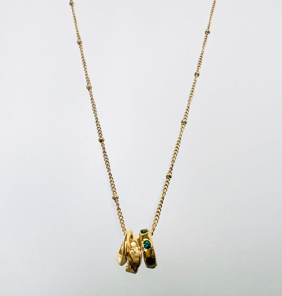 Necklace - Trio of Rondelles on Gold Chain