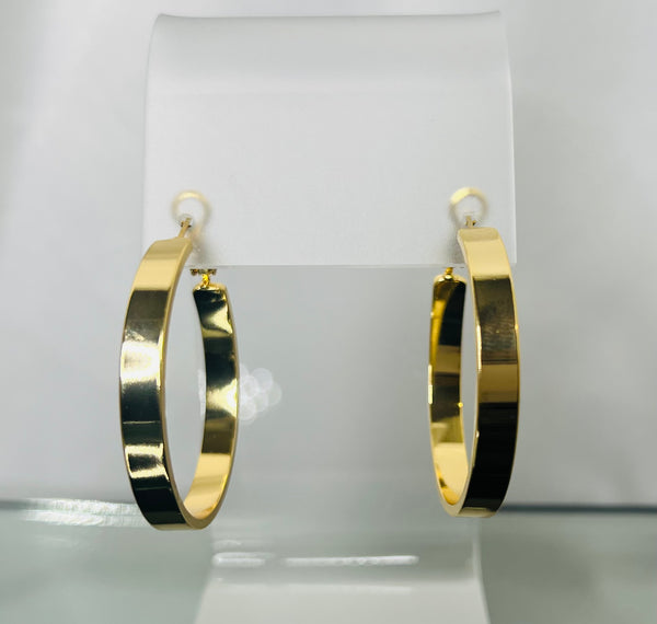 Earrings - Flat Hoops in Gold or Silver 2 Sizes