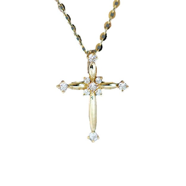 Necklace - Accented Cross in Gold or Silver