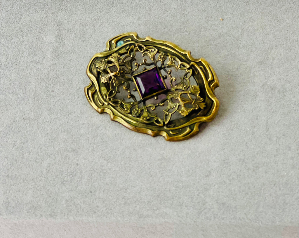 Estate Collection - Art Nouveau Gilt Metal Sash Pin