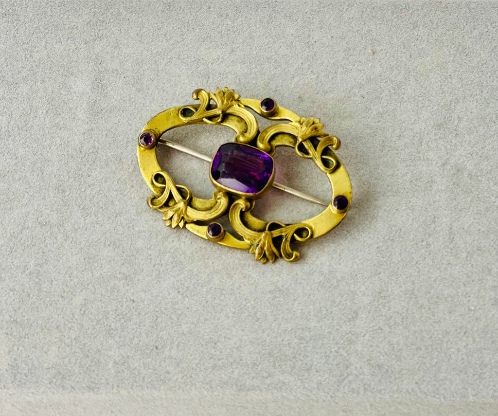 Estate Collection - Art Nouveau Gilt Metal Sash Pin