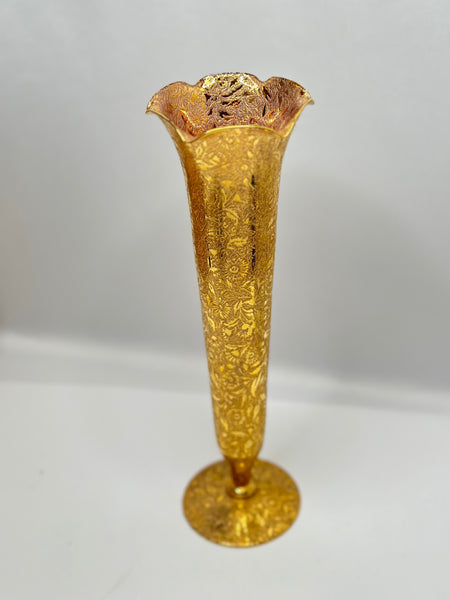 Estate Collection - Gold Gilt Glass Trumpet Vase