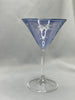Glasses -  Martini Fine Blue Egyptian Etched Glass - Set of Two