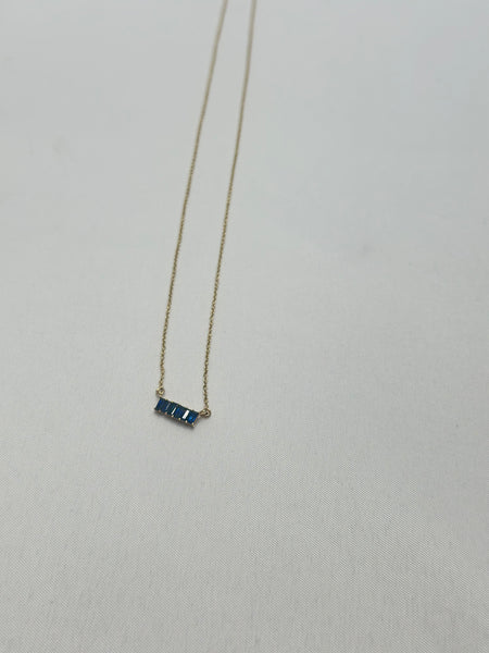 Necklace - Blue Sapphire  Baguettes on 14K Chain
