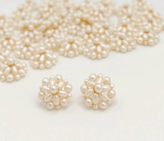 Earrings - Round Pearl Clusters