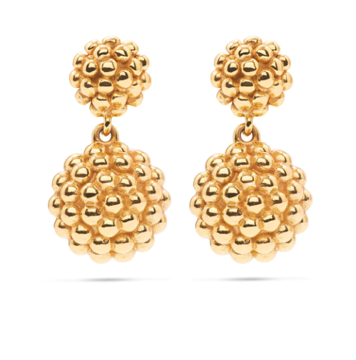 Earrings - Berry Double Drop Gold Earrings