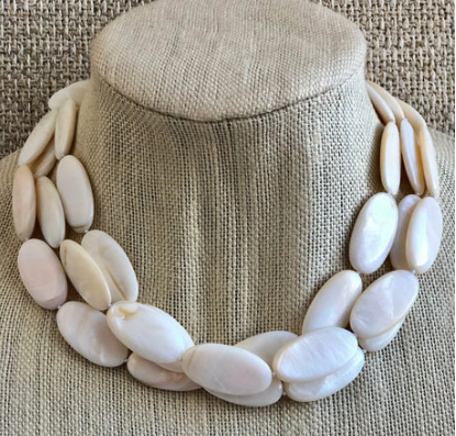 Necklace - Large Natural White Shell Multi-Strand Necklace