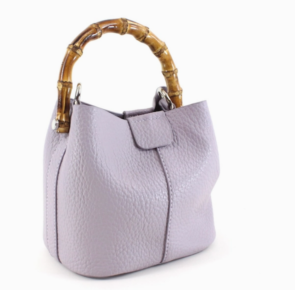 Purse - Bamboo Handle Crossbody Bag with Cosmetic Pouch