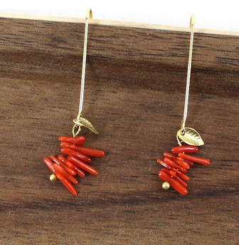 Earrings - Coral Semi- Precious Stone