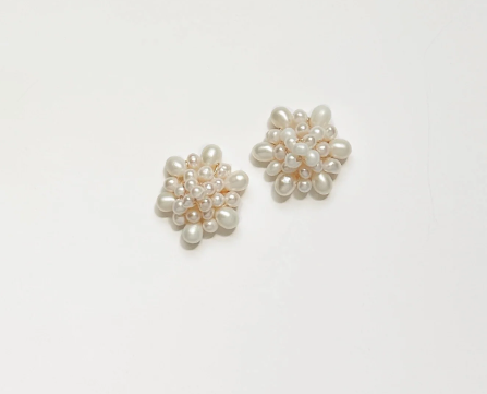 Earrings - Clip On - Cluster Pearl Studs