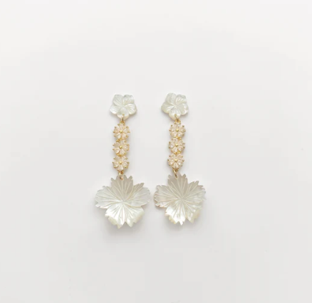 Earrings - Petite Flower + Elongated Sparkly Flowers