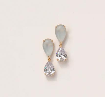 Earrings - Baby Blue + Diamond Drop