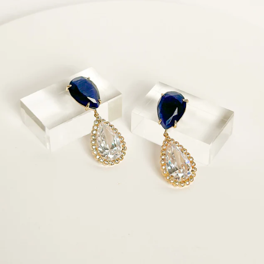 Earrings - Sapphire + Teardrop