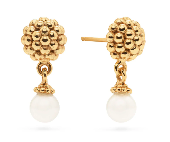 Earrings - Berry w/Pearl Drop Stud Earrings