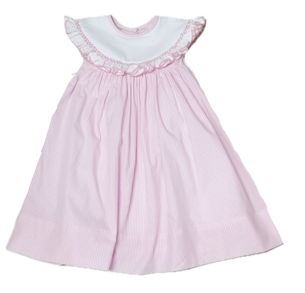 Taylor Pink Striped Large Ruffled Collar Dress