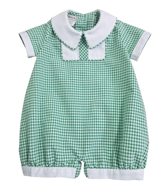 Noah Green Checks Seersucker Romper
