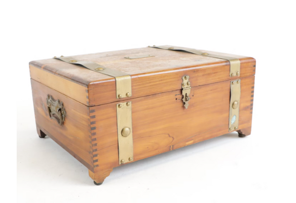 Estate Collection - Finger Joint Metal Banded Cedar Box