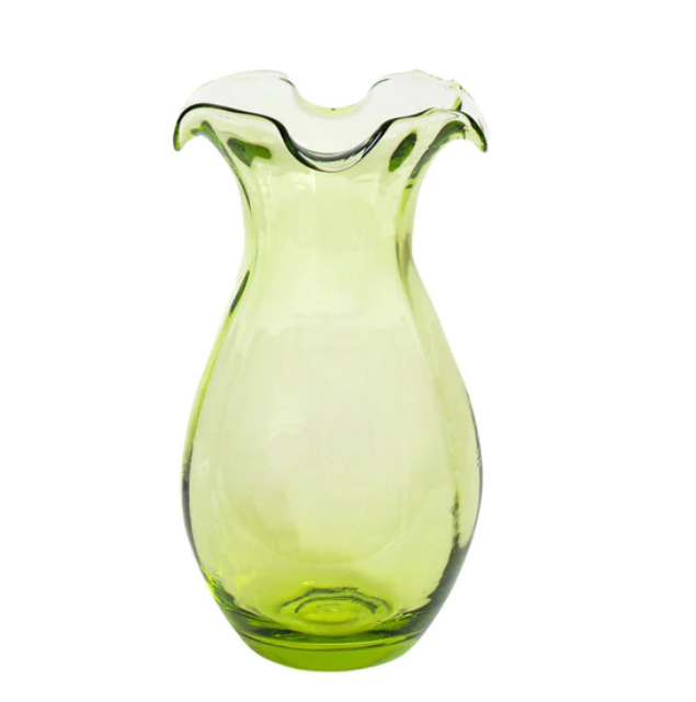 Vietri - Hibiscus Glass Vertical Fluted Small Vase in Green