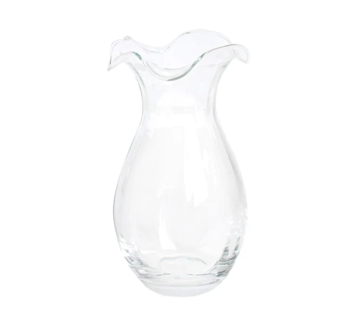 Vietri - Hibiscus Glass Vertical Fluted Large Vase in Clear