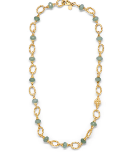 Necklace - Berry & Bead Chain W/Meadow Jade