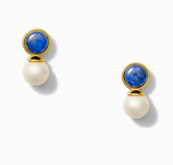 Earrings - Lapis + Pearl Bold Lady Earrings