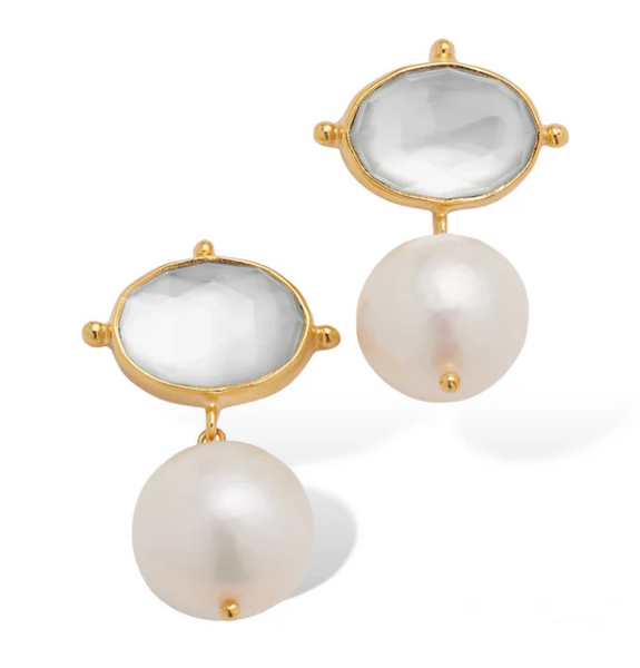 Dina Mackney - Pearl Drop Earrings White on White