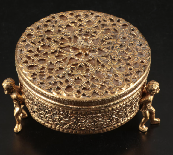 Estate Collection - Vintage Ormolu Gold Filigree and Glass Box