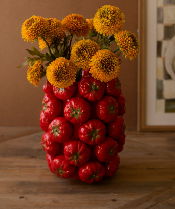 Vase - Ceramic Tomatoe Vase Or Kitchen Utensil Holder
