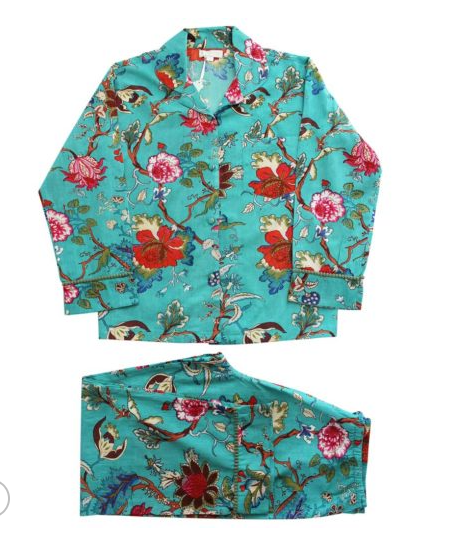 Pajamas - Exotic Teal Flower Print