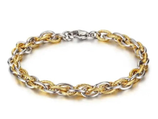 Bracelet - Silver & Gold Braid Bracelet