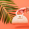 Purse - White & Cream Woven Rattan Statement Mini Bag