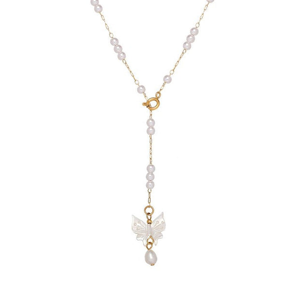Necklace - Butterfly Pearl Station