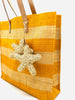 Tote - Starfish Straw Bag with Crochet Starfish Charm Embellishment: Saffron