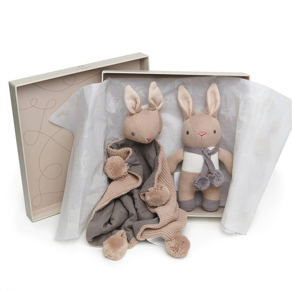 Gift Set - Bunny Toy & Lovey in Taupe or Cream