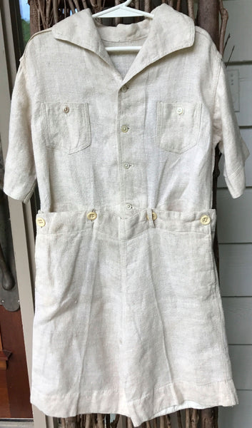 Estate Collection Children's Clothing - 1920's Lil Boys Natural Linen Short Set