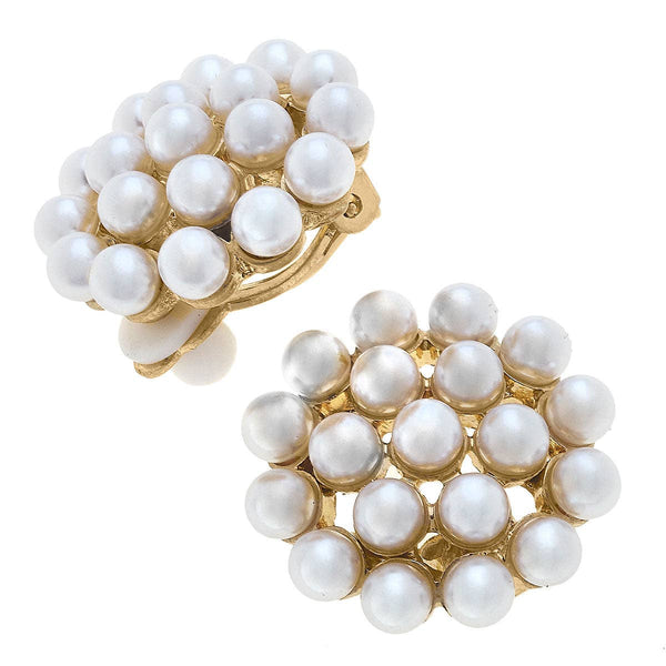 Earrings - Everly Pearl Cluster Clip On Earrings