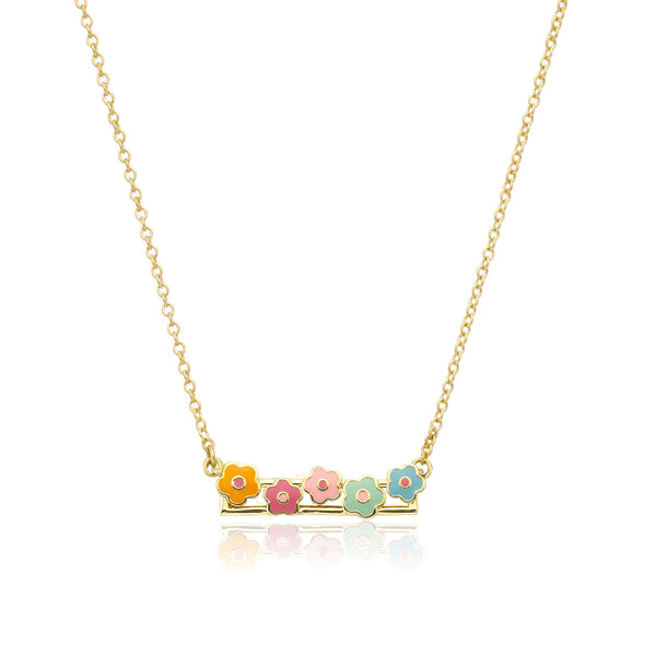 Necklace - Enamel Flower Bar Necklace