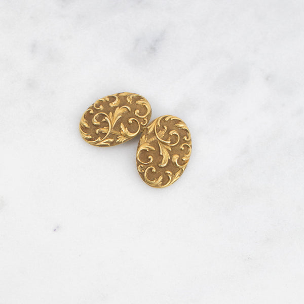 Estate Collection Cuff Links - 14K Yellow Gold Filigree