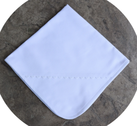 Baby Blanket in Cotton with Trim - Blue, Pink or White