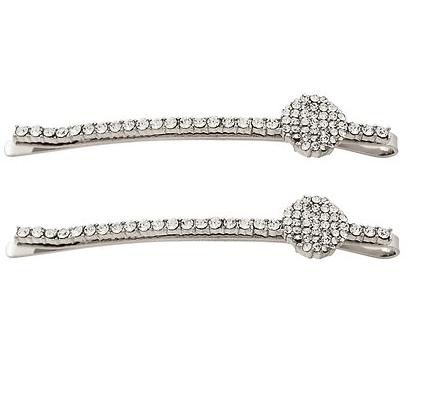 Hair Accessories - Circle Glittery Bobby Pins - Pair